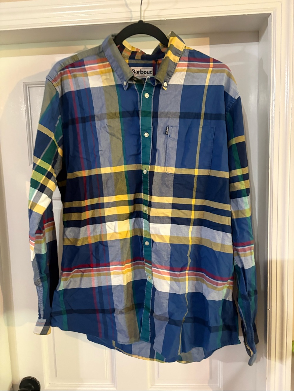Barbour Highland Check 2 Tailored Fit Cotton Button Down Shirt Mens L Classic